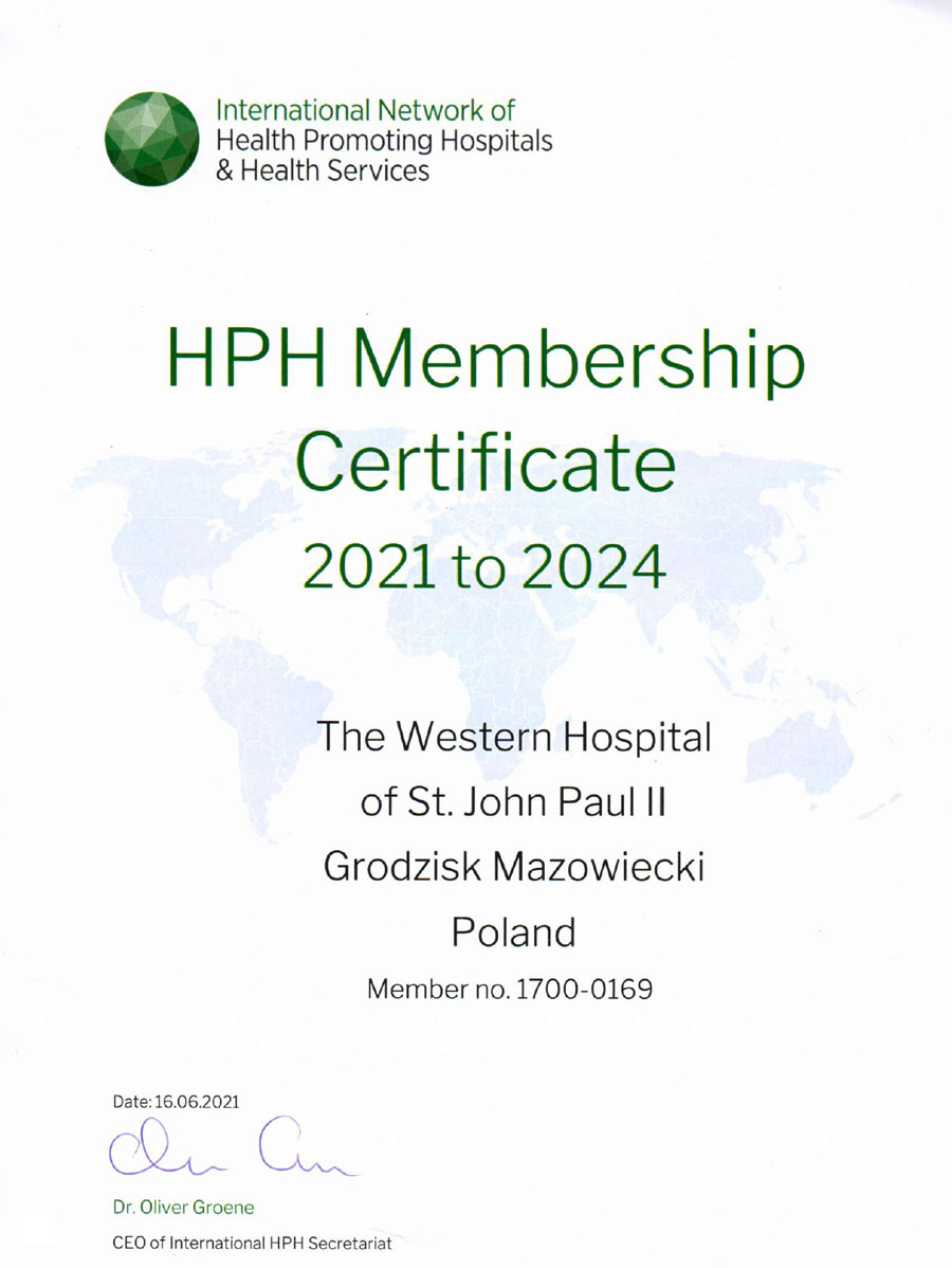 HPH Membership Certificate 2021 - 2024 – miniatura certyfikatu - powiększ zdjęcie